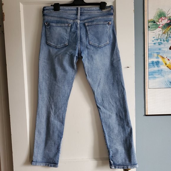 Anthropologie Pilcro Slim Boyfriend Jeans Side Stripe Distressed Size 27 - Picture 3 of 13